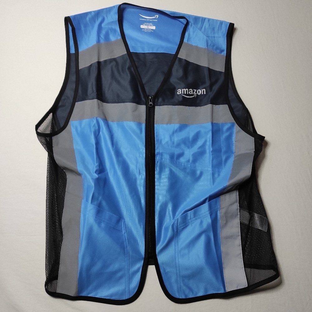 Amazon by Luly Yang XL Blue Vest Full Zip Delivery Reflective